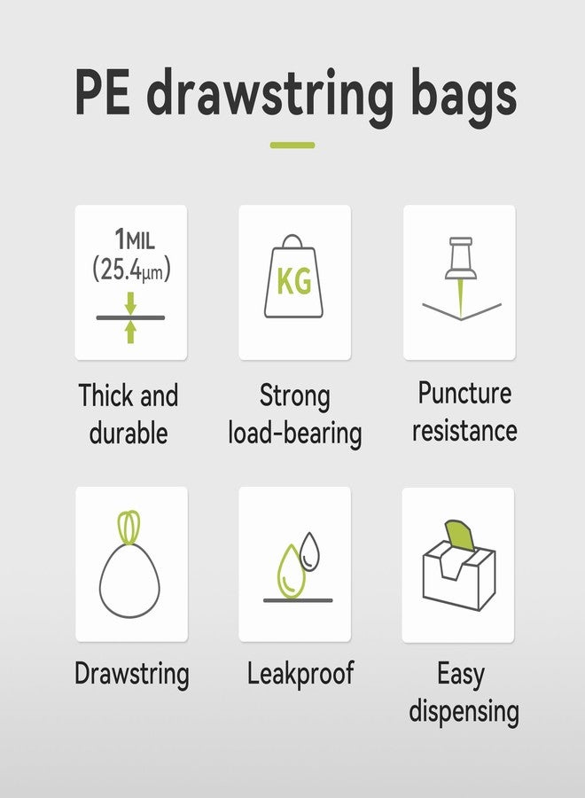 Ninestars Extra Strong White Garbage Trash Bags with Drawstring, 21 Gallons, 90 Count, Kitchen Drawstring trash bags 80 Liters, Total 90 Trash Bags - Image 3