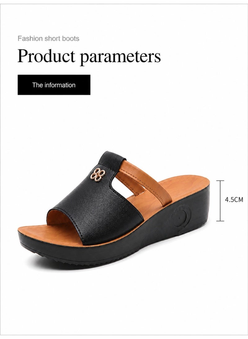 Women's Platform Wedge Sandals, Open Toe Slip-On Casual Summer Shoes with Ankle Strap, Microfiber Upper for Daily Wear, Travel and Outdoor Activities - Image 4