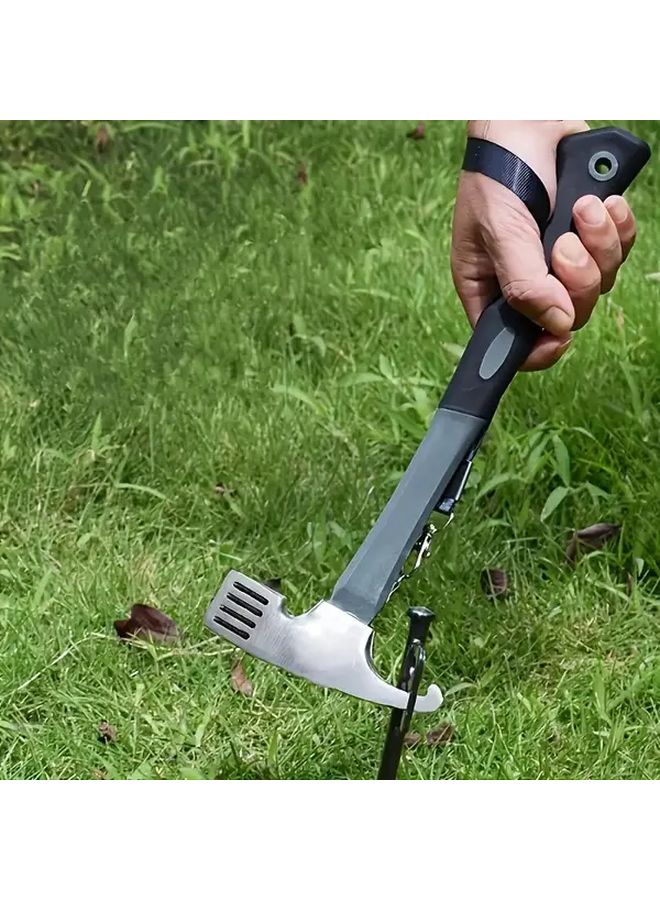 Grey Heavy Duty Camping Hammer with Tent Peg Remover and Suspension Strap - Image 3