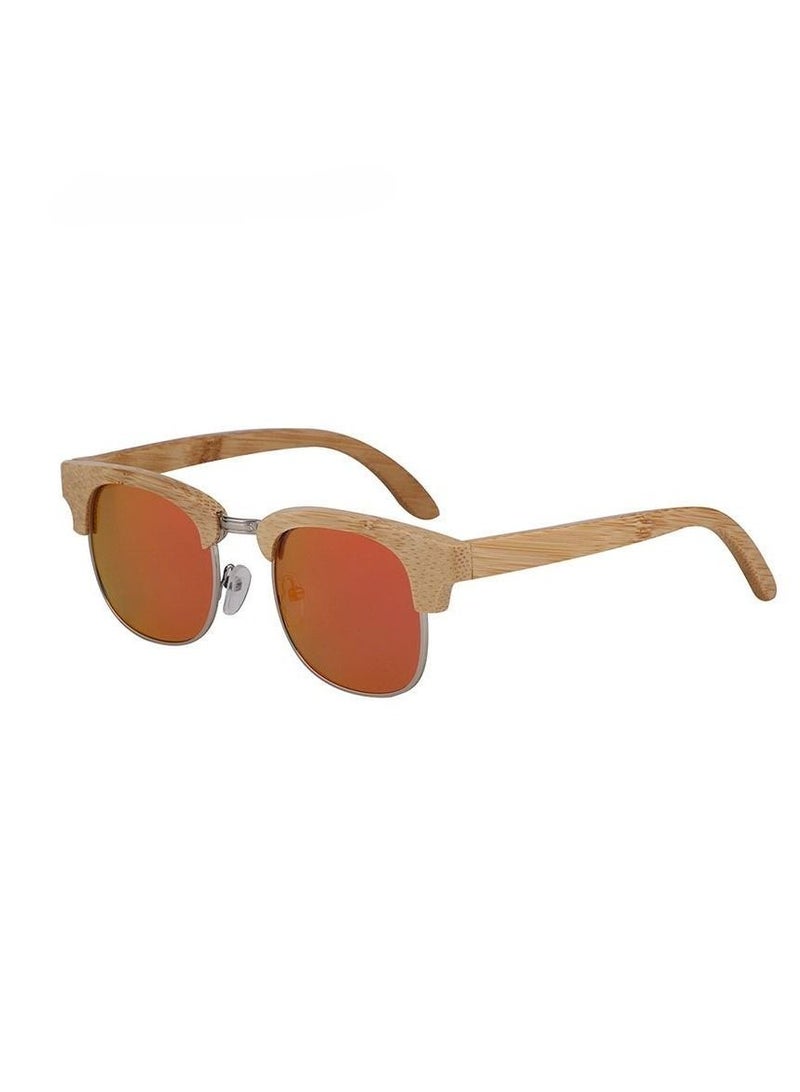 HDCRAFTER New Bamboo Wood Half Frame Polarized Sunglasses - Image 1
