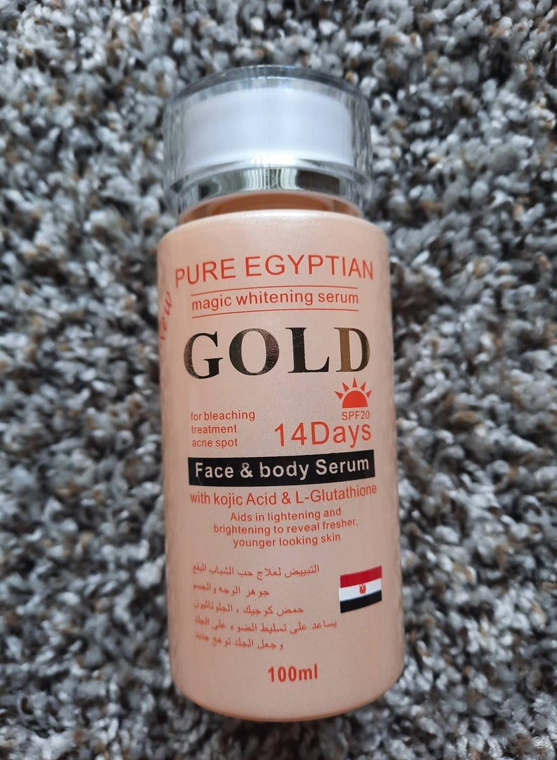 Pure Egyptian Magic Whitening Serum Gold 14 Days Face And Body Serum 100ml - Image 1