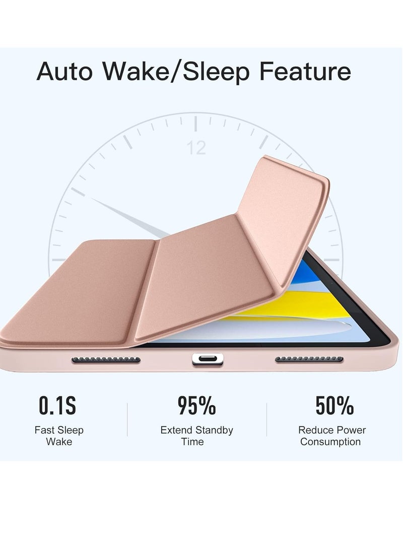 ELTRAZONE Compatible with iPad 10th Generation Case (10.9-Inch, 2022) | Slim Trifold Stand Protective Cover with Pencil Holder | Auto Sleep/Wake Function | Soft TPU Back | Shockproof, Lightweight & Durable Tablet Case ROSE PINK - Image 5