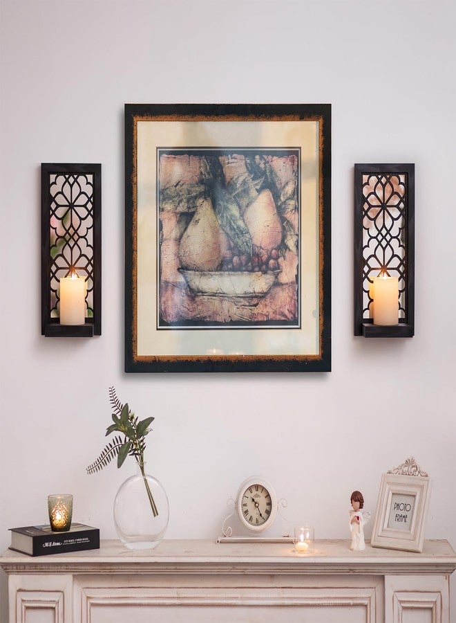 Walasis Black Candle Sconces Wall Decor - Gothic Wood Candle Shelves Decor for Plant Display - Halloween Wall Candle Holder Vintage Sconces for Office Fireplace Window Hallway - Image 3
