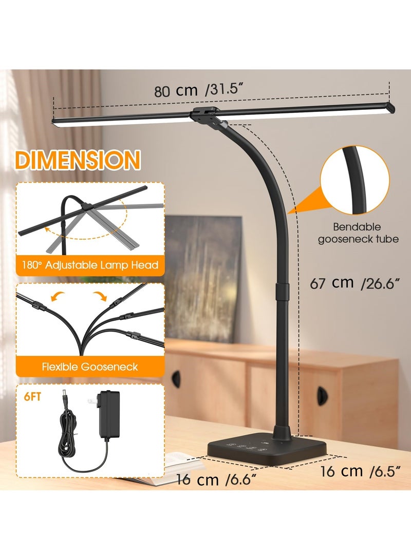 XICEN Smart LED Desk Lamp with Wireless Charge & 1 USB Charging Ports, Sensible Touch Desk Lamps with 40 Minutes Timer, 5 Color Modes, 5 Brightness, Double Head Desk Light for Computer Monitor, Home, Office - Image 5
