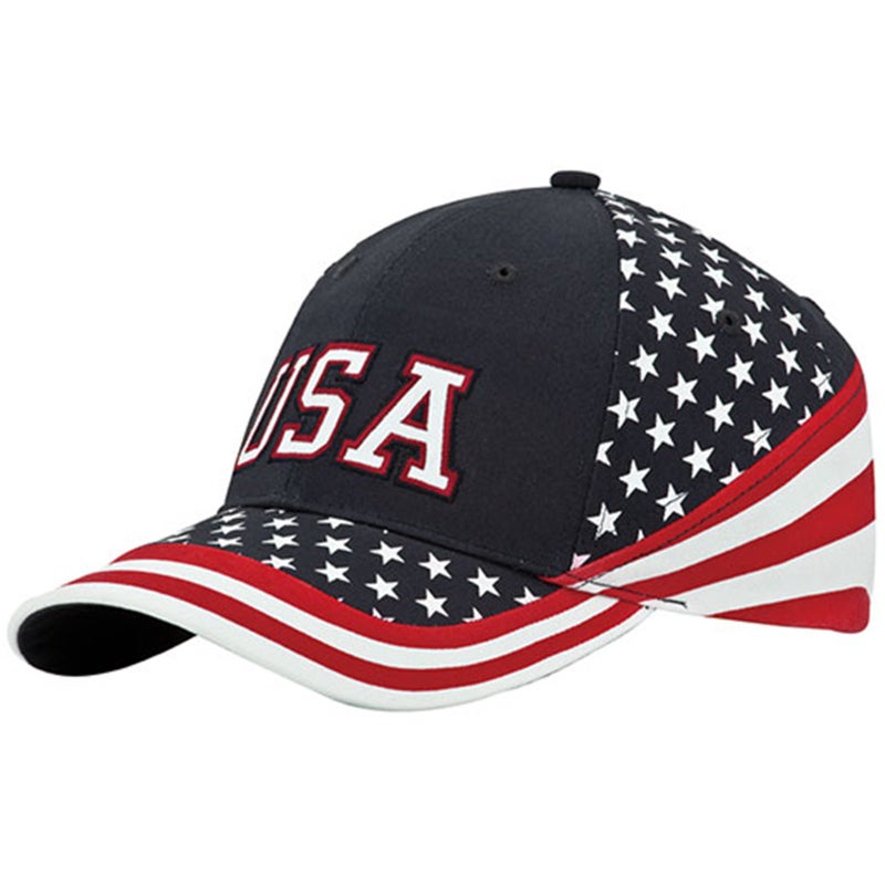Mega Cap MG Washed Cotton Twill Stars & Stripes USA Ball Cap Hat USA Flag Cap - Image 1