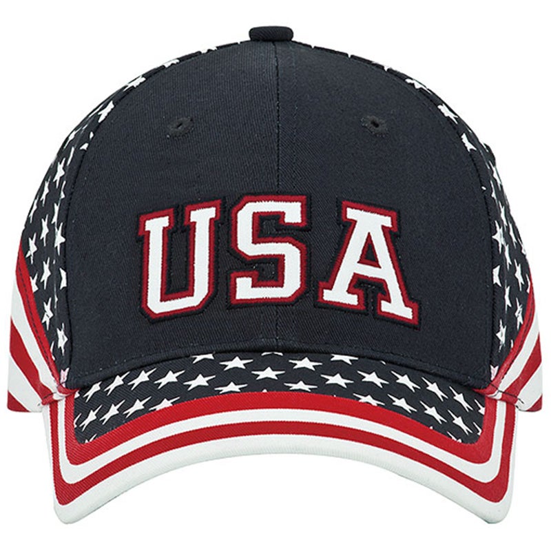 Mega Cap MG Washed Cotton Twill Stars & Stripes USA Ball Cap Hat USA Flag Cap - Image 2