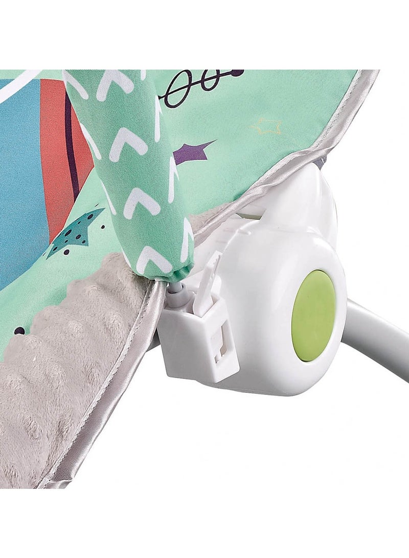 Factory Price Printed Baby Rocker With Soothing Music,  Calm Vibrations and Removable Toys - Space Green - Image 5