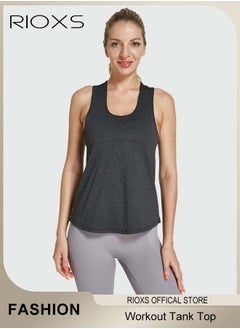 RIOXS Women Workout Tank Top Sleeveless Yoga Tops Loose Fit Running Exercise Shirts Vest  - Image 4