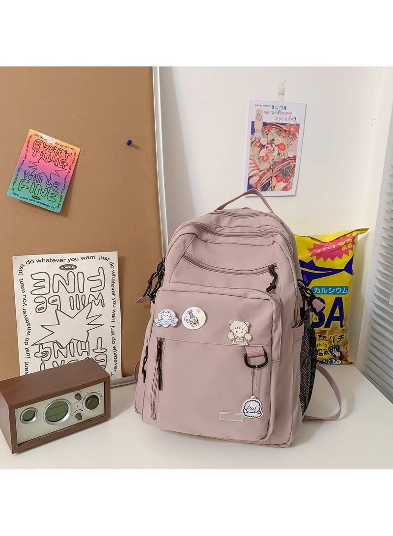 Cute Aesthetic Backpack for School Middle Student Travel Black Backpack Teens Girls Bear Pin Book Bags - Image 3