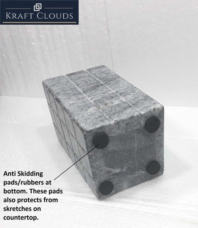KRAFT CLOUDS Tooth Paste Holder | Stone Tooth Brush Holder | Toothbrush Holder for Bathroom, Home, Wash Basin Use | Gray Marble Handmade 12 cm Bathroom Accessory - Image 4