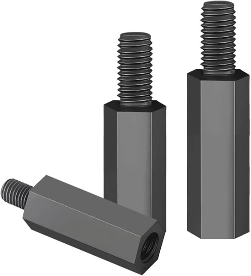 M6 Nylon PCB Spacer Pillars Black 10 Pcs M6 55mm 8mm Hex Stud Mount - Image 2