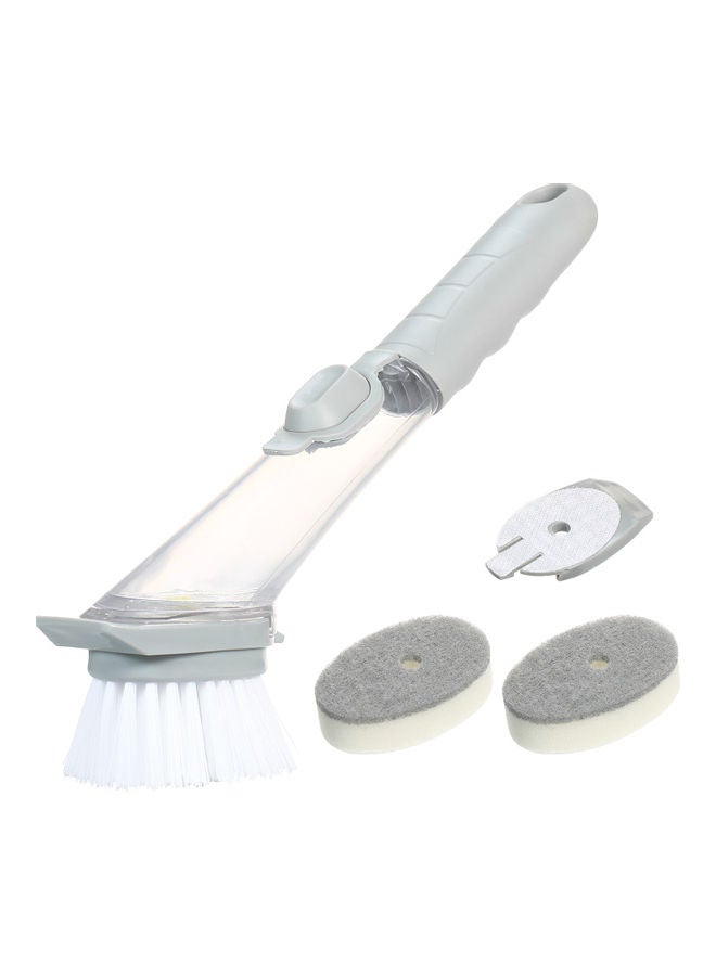 Soap Dispensing Dish Brush with 1 Handle 3 Brush Heads Household Kitchen Washing Cleaning Tool for Pans Pots Sink grey 26.50*6.50*11.00cm - Image 1