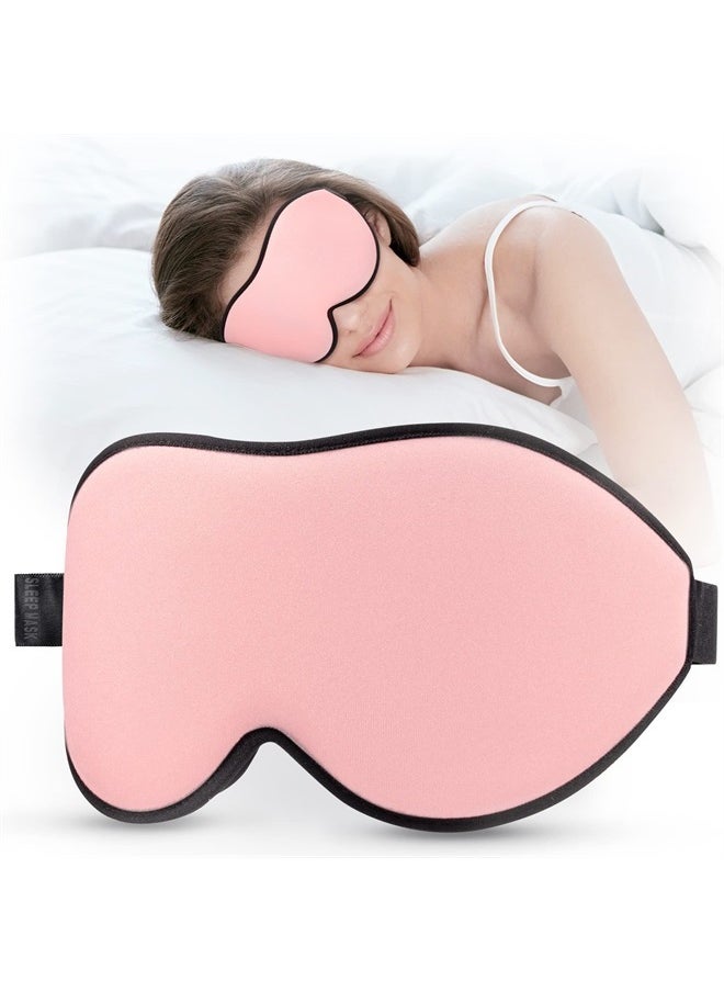 LitBear Sleep Masks for Women, Pink Eye Mask for Sleeping, Comfortable Night Sleeping Mask, Soft Contoured Eye Cover for Sleeping with Elastic Strap for Side Sleeper Men Flying Shift Worker  - Image 1