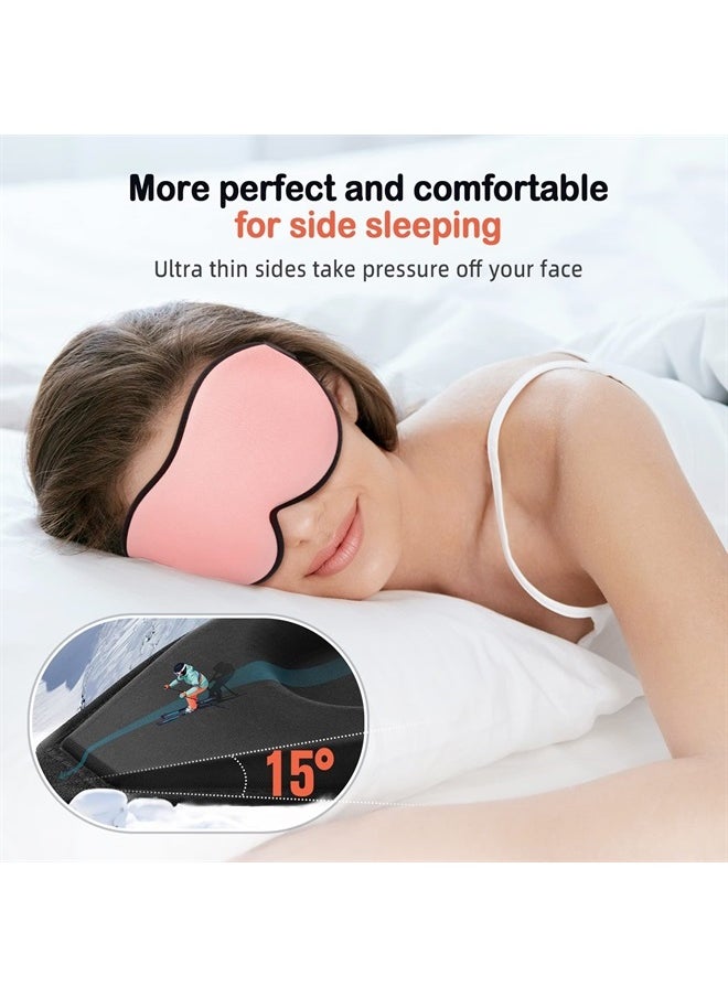 LitBear Sleep Masks for Women, Pink Eye Mask for Sleeping, Comfortable Night Sleeping Mask, Soft Contoured Eye Cover for Sleeping with Elastic Strap for Side Sleeper Men Flying Shift Worker  - Image 2