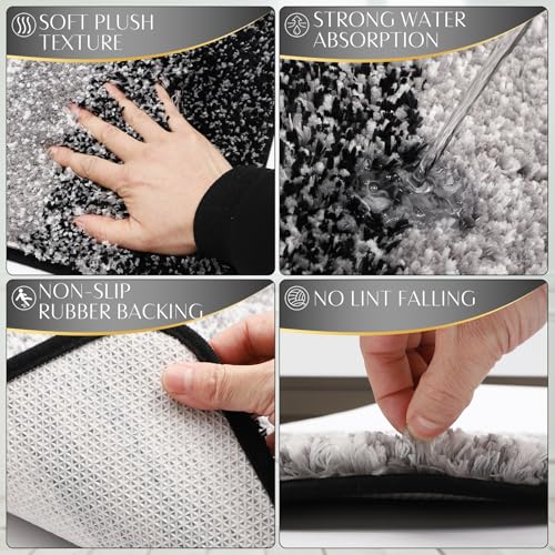 WSBArt 32PCS Bathroom Set Bathroom Sets with Shower Curtain and Rugs Black Bathroom Accessories,Shower Curtain Set,Bathroom Rug Set with Bathroom Trash Can - Image 5