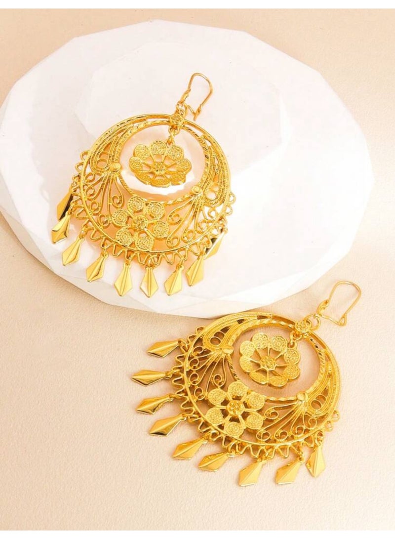 GOLDMAX Elegant 21k Gold Plated Large Earrings For Women - Image 1
