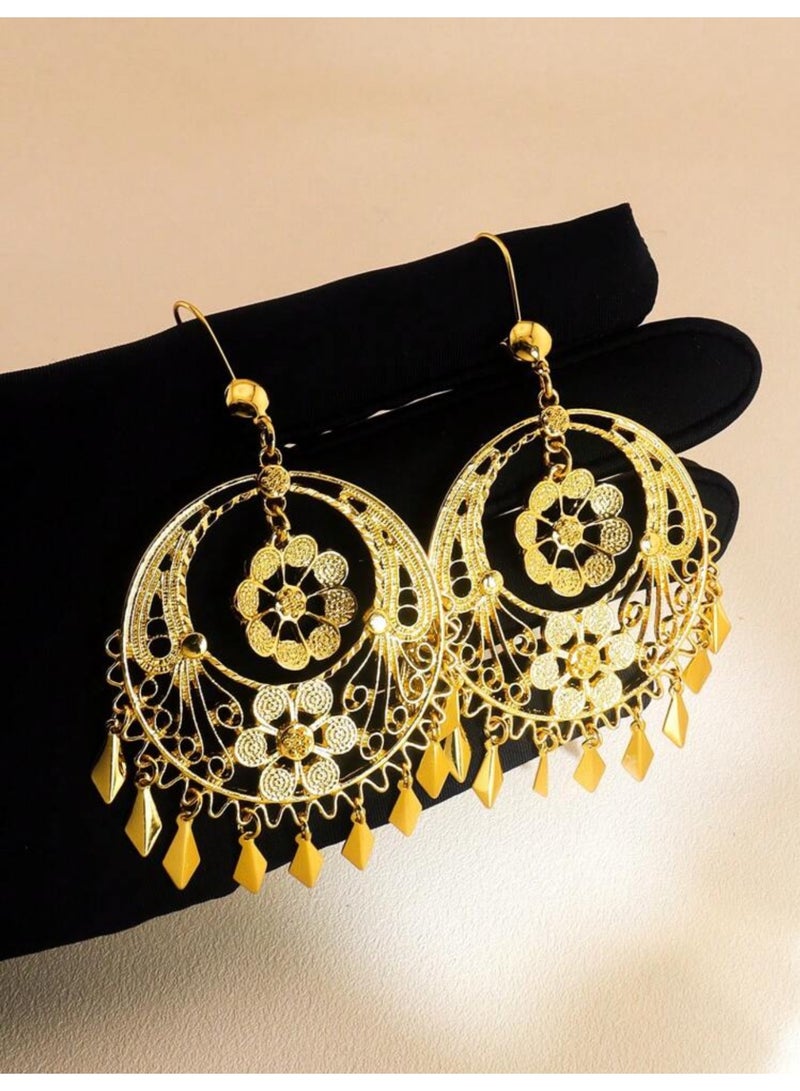 GOLDMAX Elegant 21k Gold Plated Large Earrings For Women - Image 4