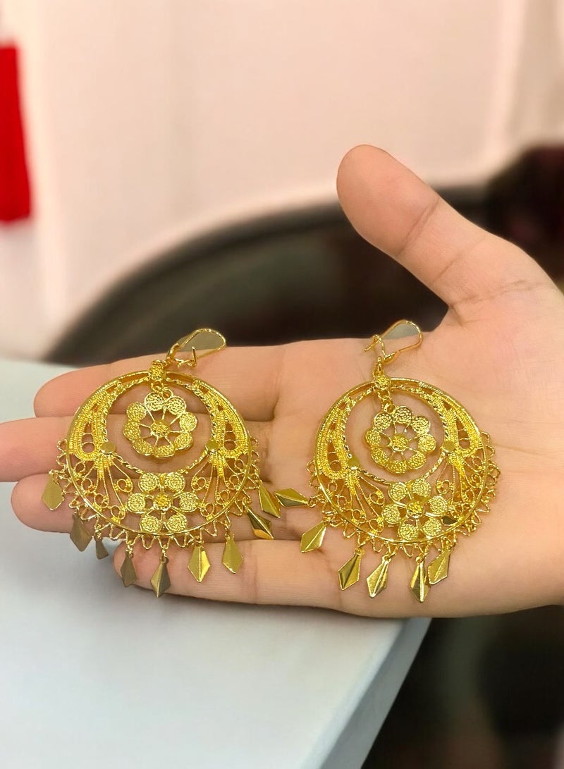 GOLDMAX Elegant 21k Gold Plated Large Earrings For Women - Image 2