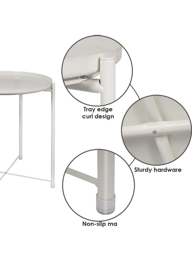 XiuWoo Round Tray Table White 52 x 44 x 42cm - Image 4