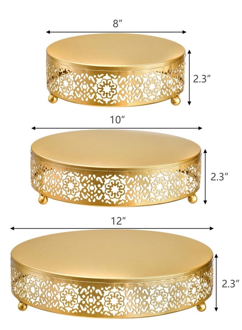 general طقم حامل كعكة 3 قطع، حوامل كعكة دائرية، طبق عرض للحلويات والمعجنات المعدنية لحفلات الزفاف، الفعاليات، حفلات عيد الميلاد - Image 2