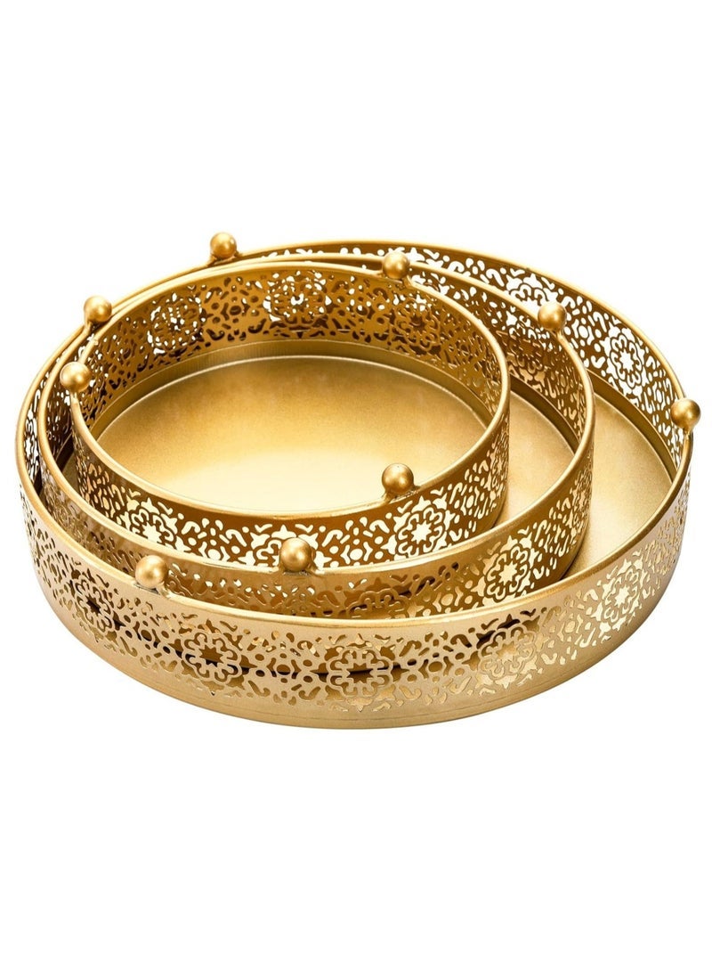 general طقم حامل كعكة 3 قطع، حوامل كعكة دائرية، طبق عرض للحلويات والمعجنات المعدنية لحفلات الزفاف، الفعاليات، حفلات عيد الميلاد - Image 3