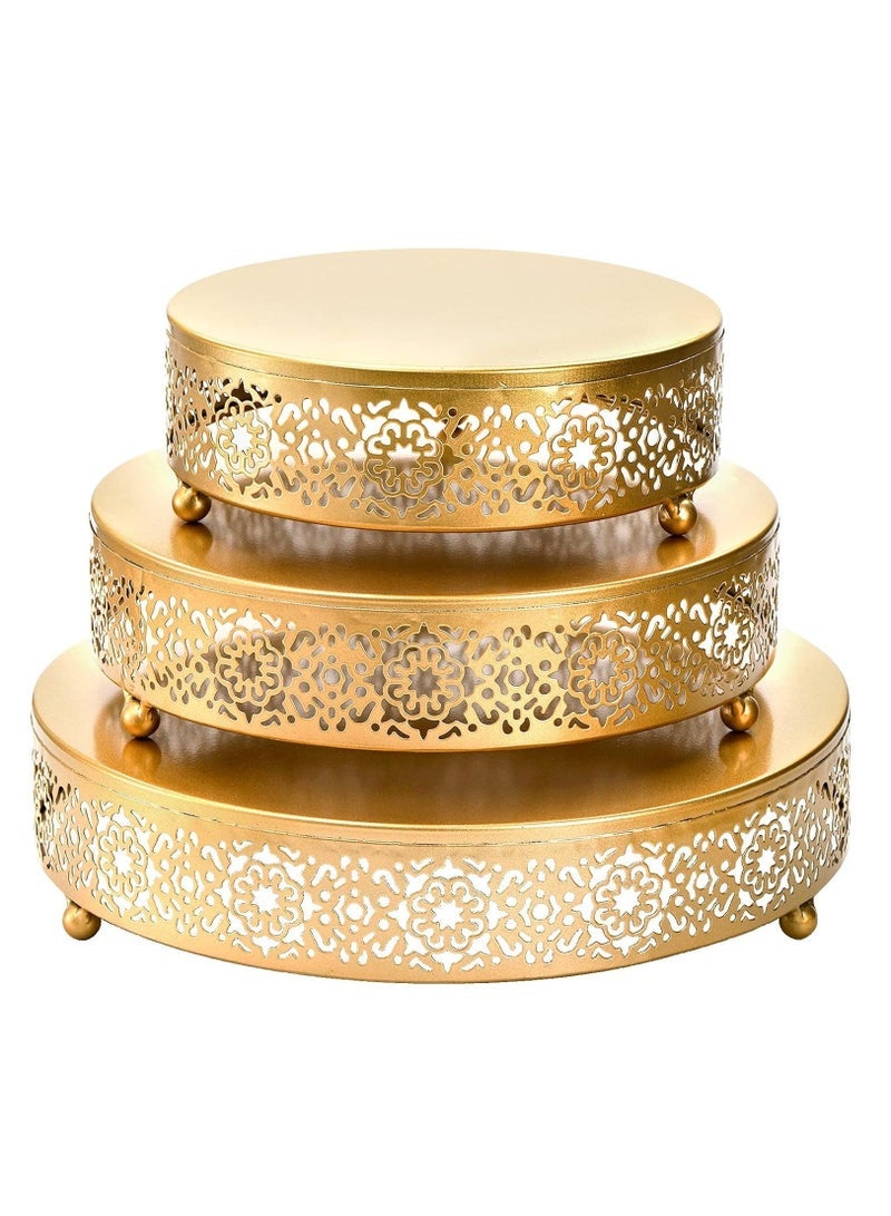 general طقم حامل كعكة 3 قطع، حوامل كعكة دائرية، طبق عرض للحلويات والمعجنات المعدنية لحفلات الزفاف، الفعاليات، حفلات عيد الميلاد - Image 1