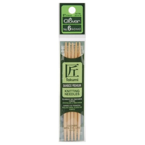 Clover Takumi Bamboo 5" Double Pointed Knitting Needles 5-Pack: Size 6 - Image 2