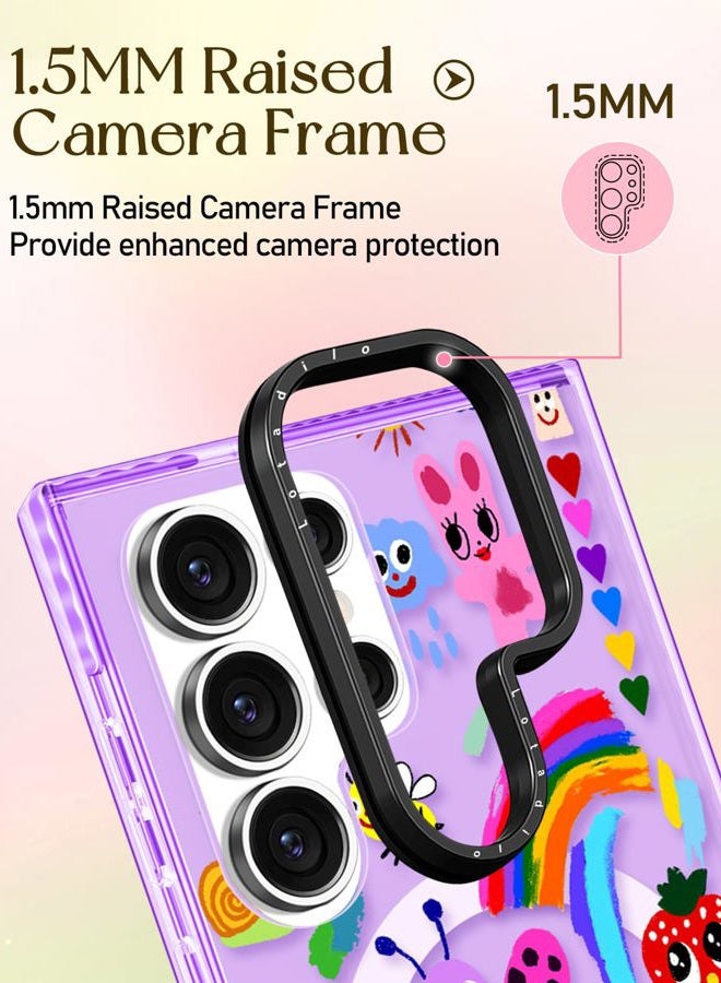 LOTADILO Cute Case for Samsung Galaxy S25 Ultra for Women Girls - Funny Crayon Drawing Design Compatible with Magsafe Magnetic Ring Holder Kickstand Fashion TPU Phone Covers - Image 3