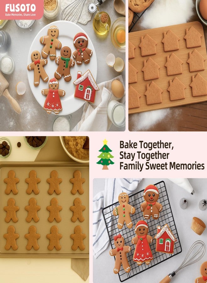 FUSOTO 6PCS Gingerbread Cookie Cutter Set, Christmas Cookie Cutters, Holiday Shaped Biscuit Molds, Stainless Steel Baking Supplies for Homemade Cookies, Christmas Gingerbread - Image 2