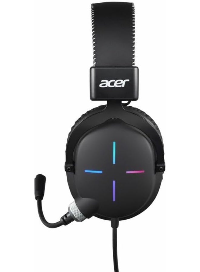 ACER Nitro Headset 2.0 NHW200 Wired Gaming Headset with 50mm drivers, noise-cancelling omni-directional mic, inline audio control, RGB lights, 6.89-ft braided cable, 3.5mm & USB, Black - Image 4