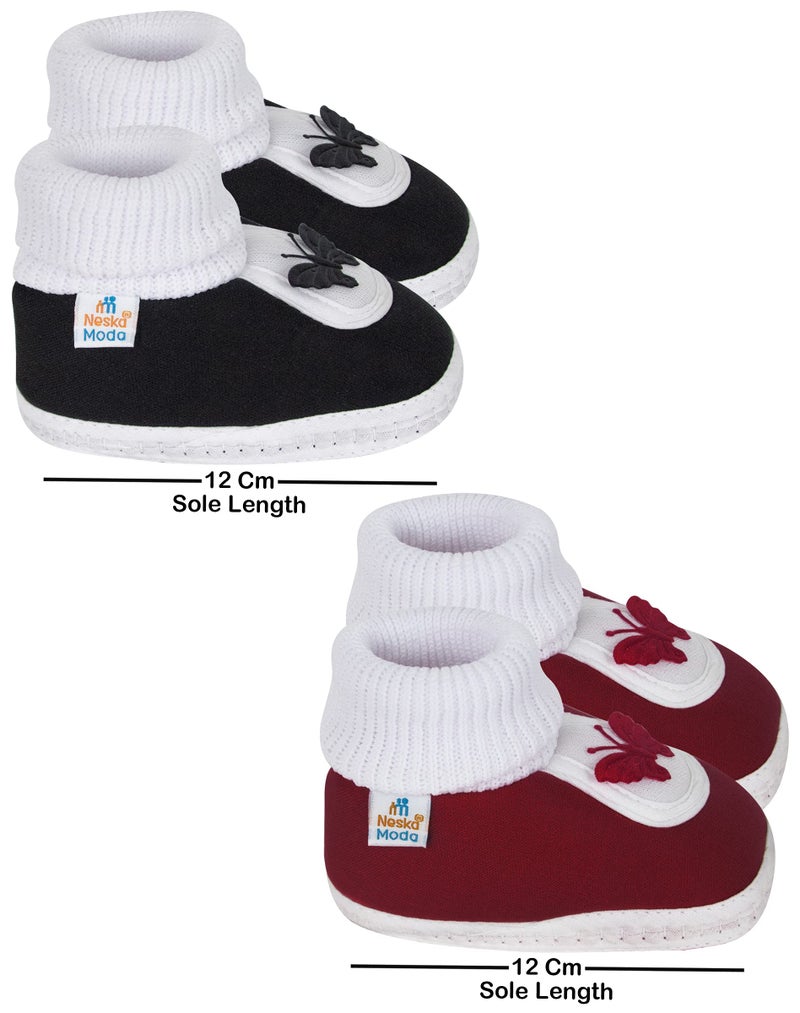 Neska Moda Set Of 2 Pair Unisex Baby Booties for 6 to 12 Months Multicolor - Image 2
