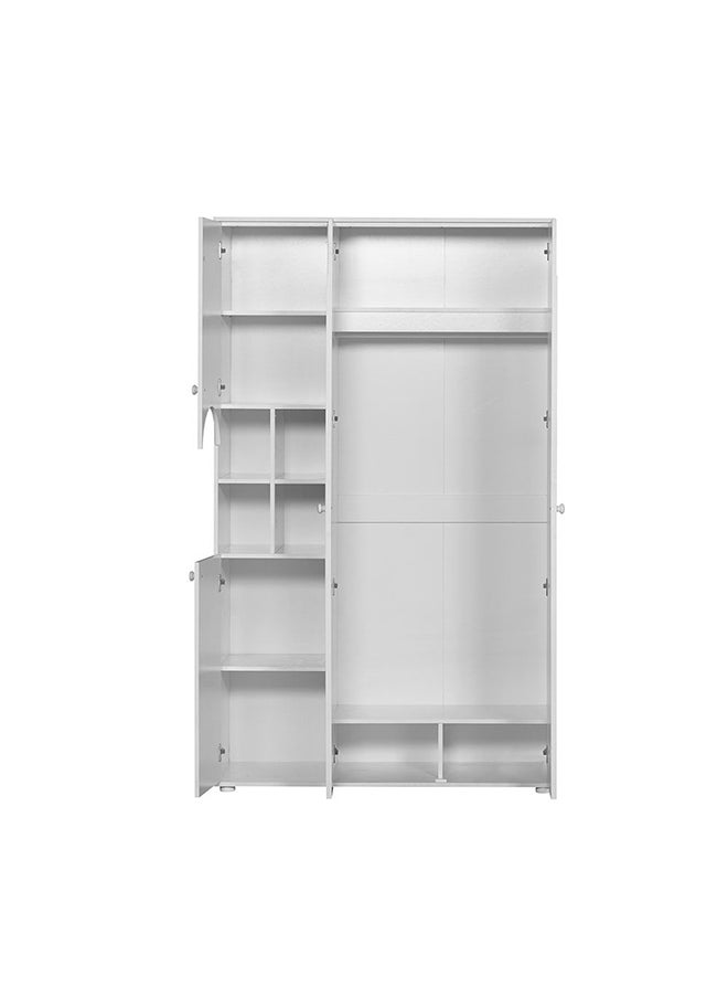 DANUBE HOME Hello 3 Door Wardrobe Extra Sturdy Closet, Clothes Storage Cupboard Modern Design Space Saving Swing Door Cabinet For Bedroom L 50x120x202.5 cm  White/White Faux Marble  - Image 4