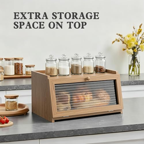 LOHASOK Bread Box for Kitchen Countertop Large Bread Box Farmhouse Bread Container Bread Storage with Window Bread Holder - Image 4