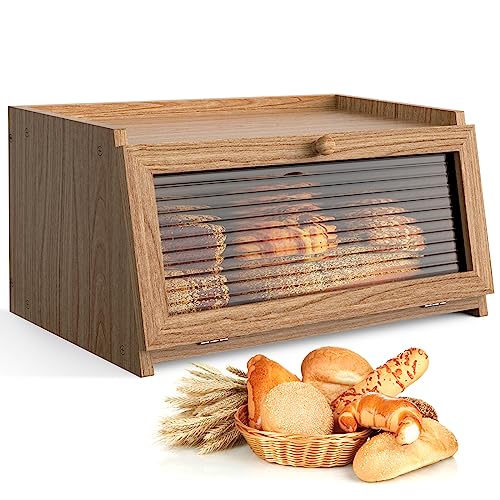 LOHASOK Bread Box for Kitchen Countertop Large Bread Box Farmhouse Bread Container Bread Storage with Window Bread Holder - Image 1