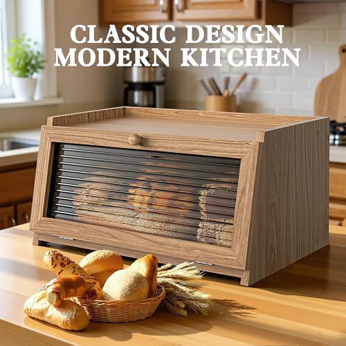 LOHASOK Bread Box for Kitchen Countertop Large Bread Box Farmhouse Bread Container Bread Storage with Window Bread Holder - Image 3