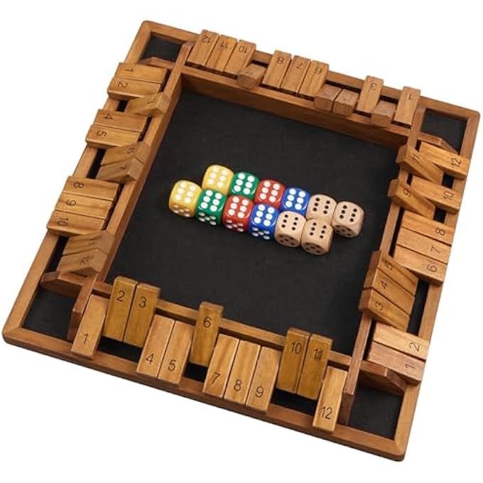Oumoda 14 inches 14 Players Shut The Box Dice Game Upgraded 12 Numbers Wooden Board Table Math Game with 12 Dice Close The Box for Adult Kids Family Classroom Home or Bar - Image 2