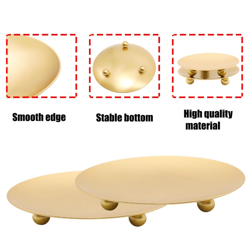 Adyoney 2Pcs Iron Plate Candle Holder Set - 3.54 Inch Decorative Pedestal Candle Stands for Home, Wedding, and Birthday Parties - Elegant Gold Candle Holders for Stylish DÃ©cor - Image 4