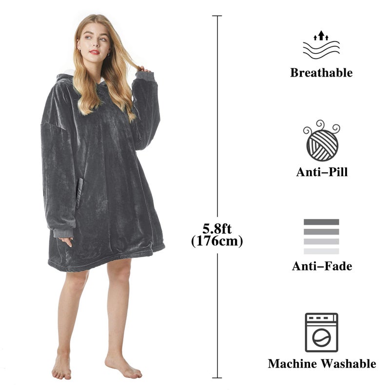 Felicigeely Blanket Hoodie  Oversized Wearable Blanket Sweatshirt for Adults Women Men Warm Cozy Thick Hoodie Blanket with Pocket and Sleeves Gift for Her Mom Girls - Image 5