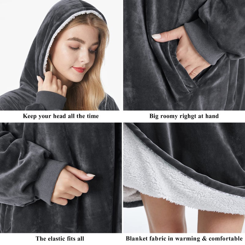 Felicigeely Blanket Hoodie  Oversized Wearable Blanket Sweatshirt for Adults Women Men Warm Cozy Thick Hoodie Blanket with Pocket and Sleeves Gift for Her Mom Girls - Image 4