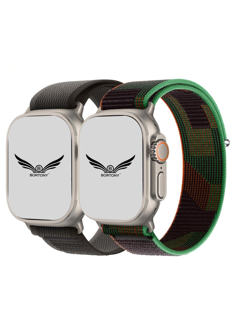 BORTONY Apple Watch Band Alpine Loop Band 38mm 40mm 41mm Pack of 2 for Men Women Nylon Woven Sport Strap Compatible with iWatch Series 8 Ultra 7 SE 6 5 4 3 2 1  - Image 2