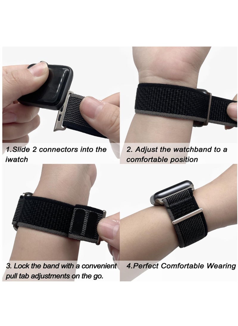BORTONY Apple Watch Band Alpine Loop Band 38mm 40mm 41mm Pack of 2 for Men Women Nylon Woven Sport Strap Compatible with iWatch Series 8 Ultra 7 SE 6 5 4 3 2 1  - Image 4