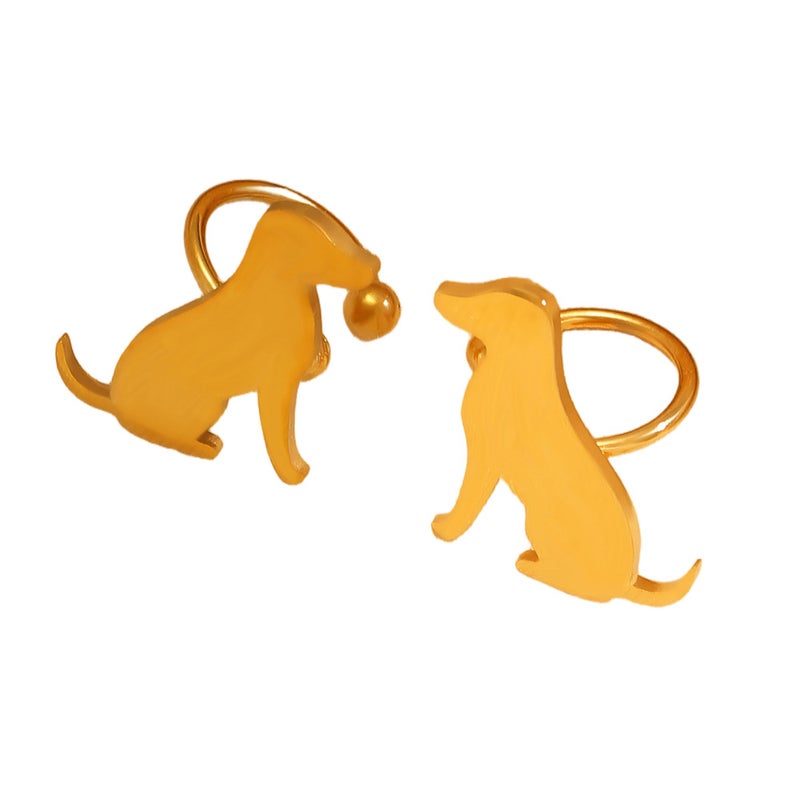 ofeankri Cross-Border Cute Minimalist Cat and Dog Paw Earrings, Gold-Plated Stainless Steel, No Piercing Required - Image 5