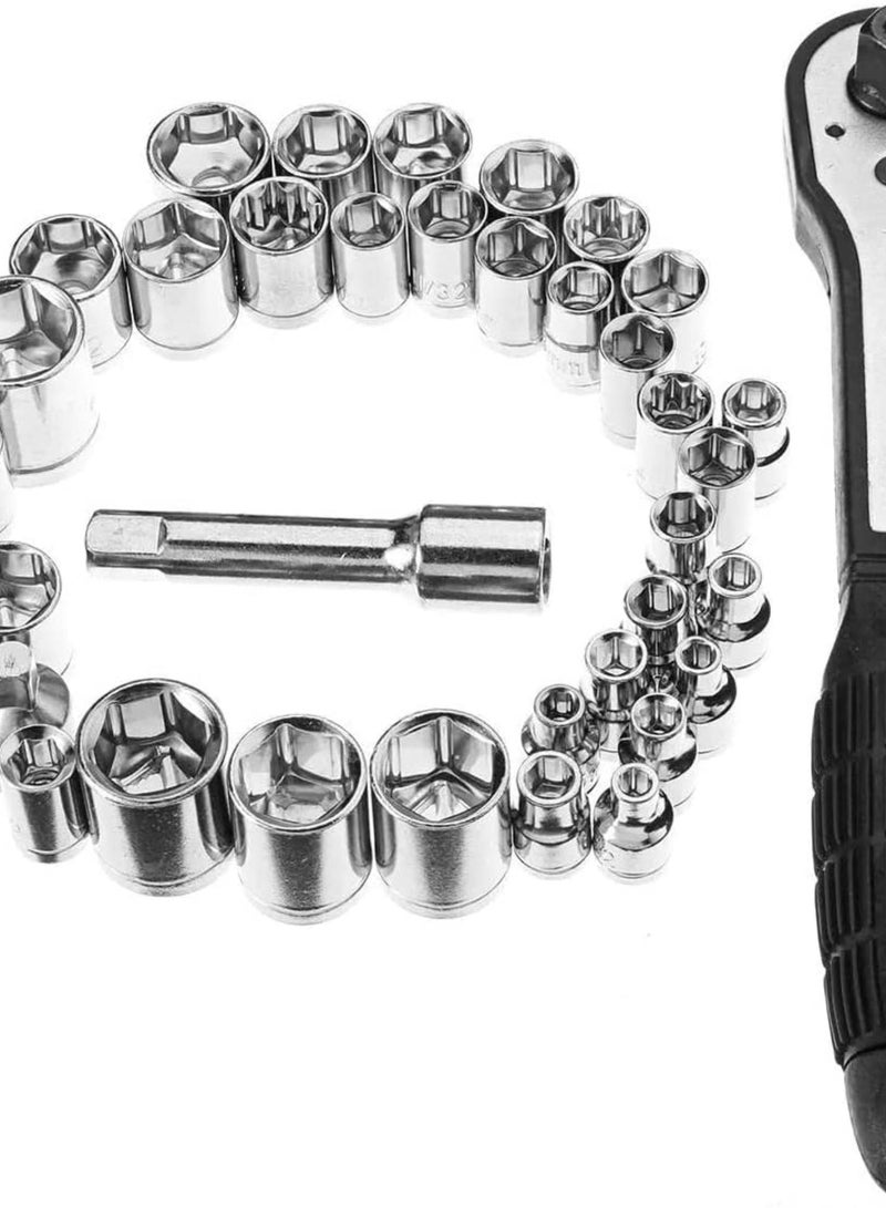 GGOOT Ratchet Wrench Socket Wrench Set Tool Set 3/8 Inch Metric Ratchet Driver Socket Wrenches Tool with Box Kit Hardware Tool Kits 1108 - Image 1