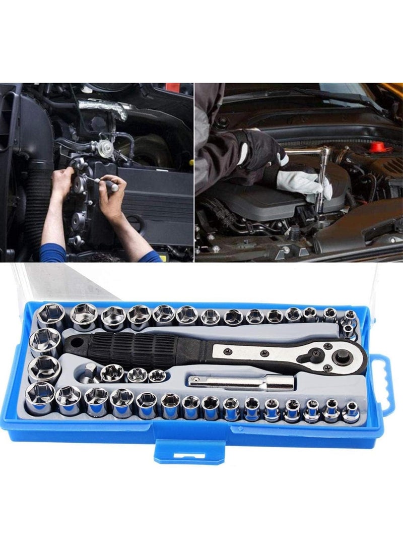 GGOOT Ratchet Wrench Socket Wrench Set Tool Set 3/8 Inch Metric Ratchet Driver Socket Wrenches Tool with Box Kit Hardware Tool Kits 1108 - Image 3