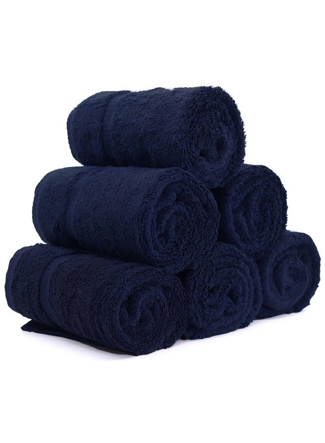 BC BARE COTTON Luxury Hotel & Spa Collection, Quick Dry 100% Turkish Cotton 700 GSM, Eco Friendly Towel, for Bathroom, Gymand Kitchen Dobby Border Soft Hand Towel Set 16 X 30, Navy Blue, Hand Towels - Set of 6 - Image 2