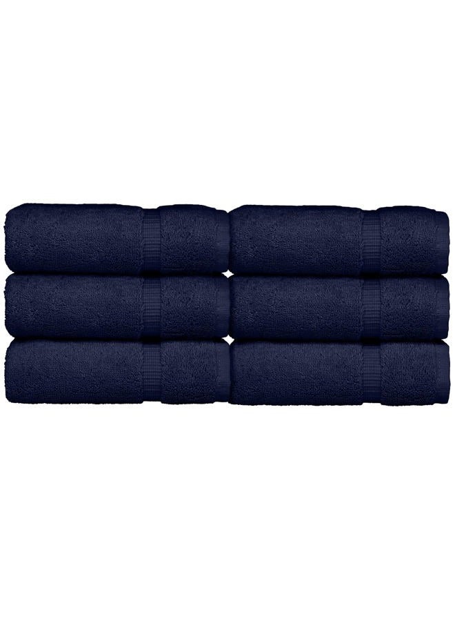 BC BARE COTTON Luxury Hotel & Spa Collection, Quick Dry 100% Turkish Cotton 700 GSM, Eco Friendly Towel, for Bathroom, Gymand Kitchen Dobby Border Soft Hand Towel Set 16 X 30, Navy Blue, Hand Towels - Set of 6 - Image 3