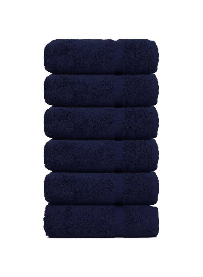 BC BARE COTTON Luxury Hotel & Spa Collection, Quick Dry 100% Turkish Cotton 700 GSM, Eco Friendly Towel, for Bathroom, Gymand Kitchen Dobby Border Soft Hand Towel Set 16 X 30, Navy Blue, Hand Towels - Set of 6 - Image 1
