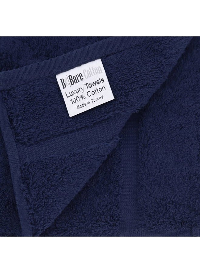 BC BARE COTTON Luxury Hotel & Spa Collection, Quick Dry 100% Turkish Cotton 700 GSM, Eco Friendly Towel, for Bathroom, Gymand Kitchen Dobby Border Soft Hand Towel Set 16 X 30, Navy Blue, Hand Towels - Set of 6 - Image 4