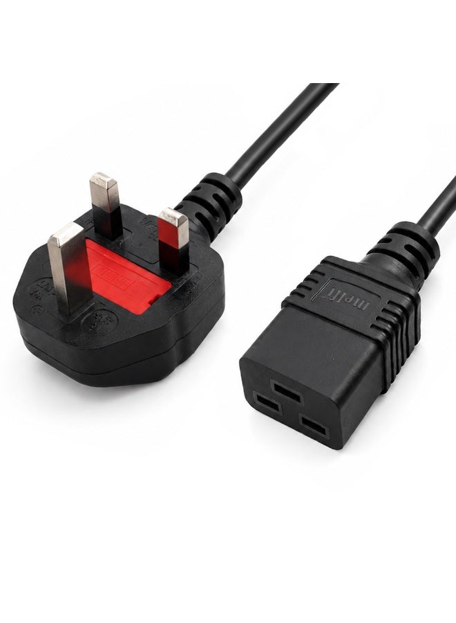 Melfi UK 3 Pin to IEC C19 Female Power Cable 1.8M Heavy Duty 250V, 1.5 Sqmm Full Copper Core Server UPS Power Cord for PDU, Data Center Equipment, Mining Rigs & High Power Devices - Image 1