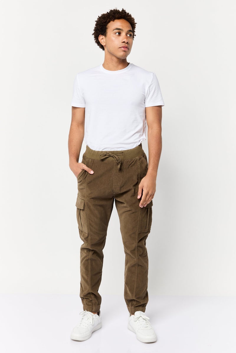 Celio Men Regular Fit Textured Cargo Jogger Pants, Olive - Image 2